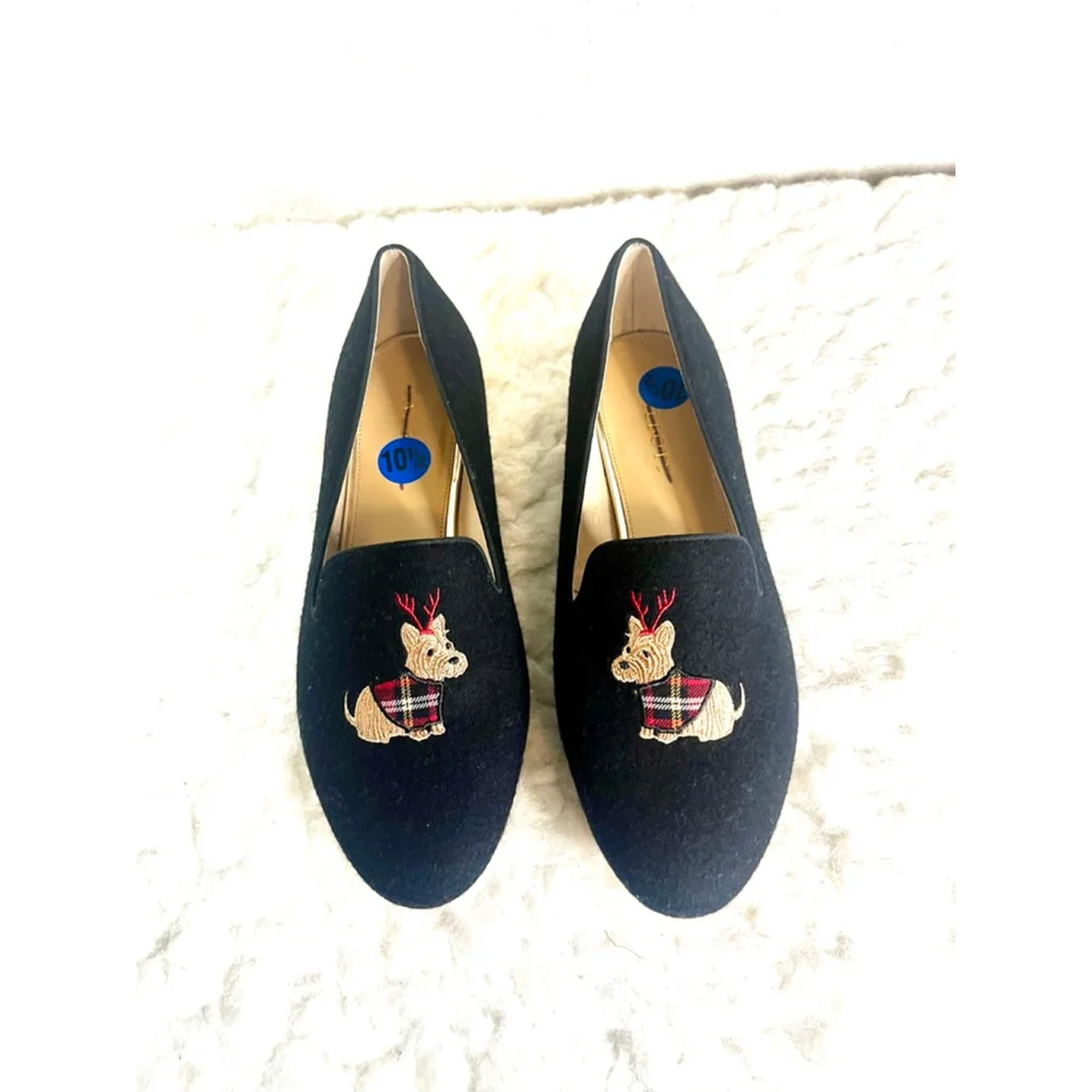 Talbots Ryan Embroidered Dog Loafer- Flannel Women Size 10.5 - Picture 2 of 9